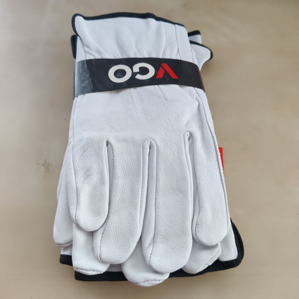 Vgo 3-Pairs Unlined Top Grain Goatskin Work Gloves (Size M, White, GA9501)